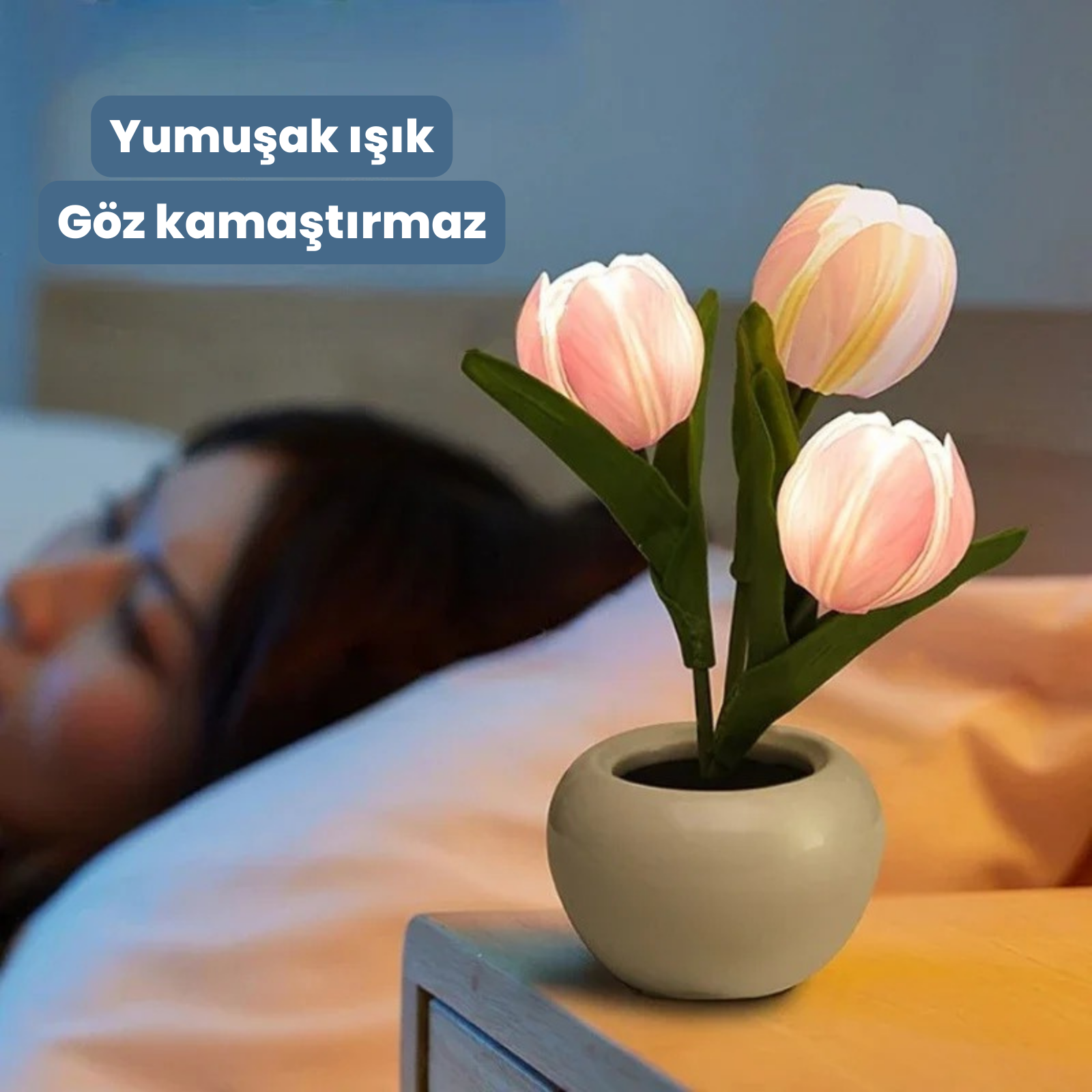 🌷 Lale Şeklinde Gece Lambası – Şık, Sıcak ve Romantik Bir Dokunuş! 💡